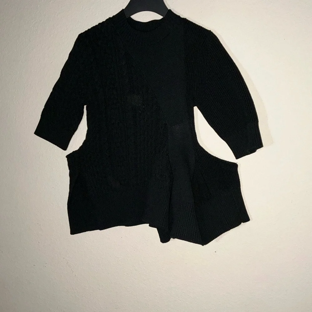 NWOT SACAI Cable Knit Flared Top - Black SIZE 1 (S) - Picture 7 of 12